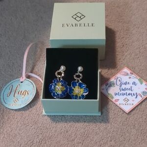 Evabelle Blue and Yellow Floral Earrings